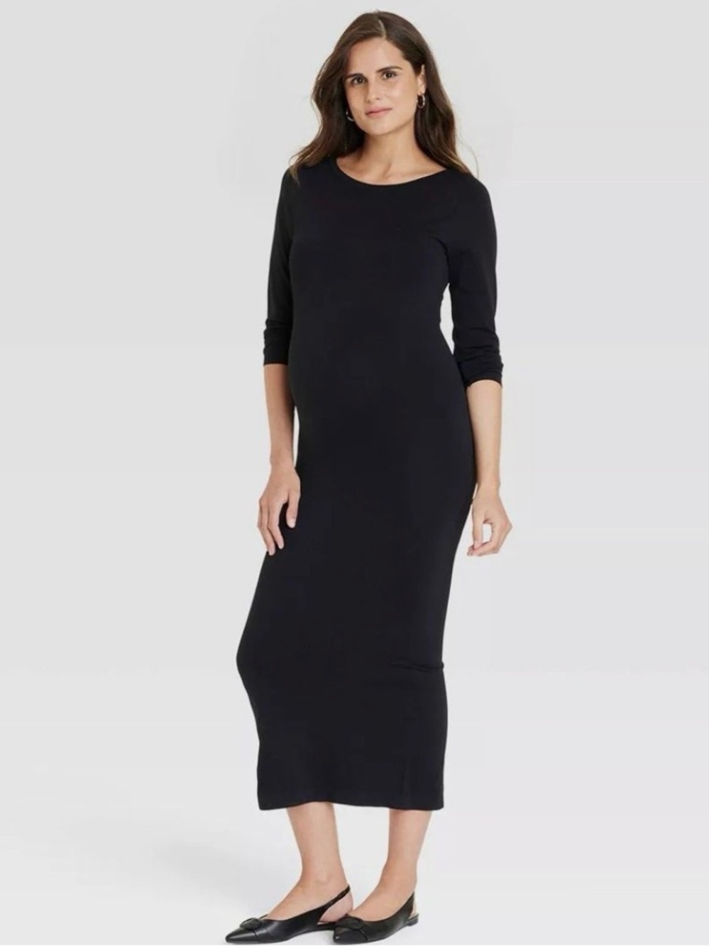 Isabel Maternity by Ingrid & Isabel Black Midi Maternity Dress